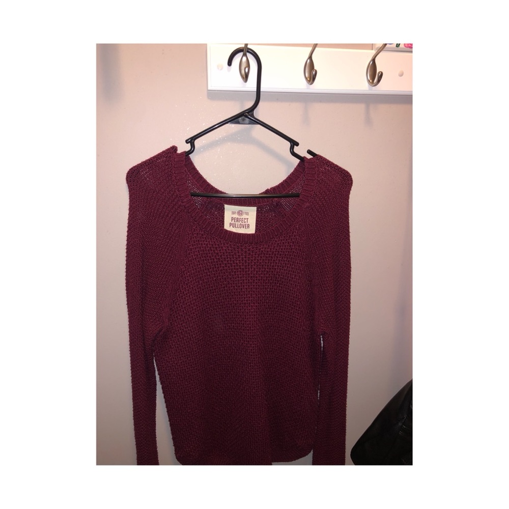 Long burgundy sweater from Kohl’s